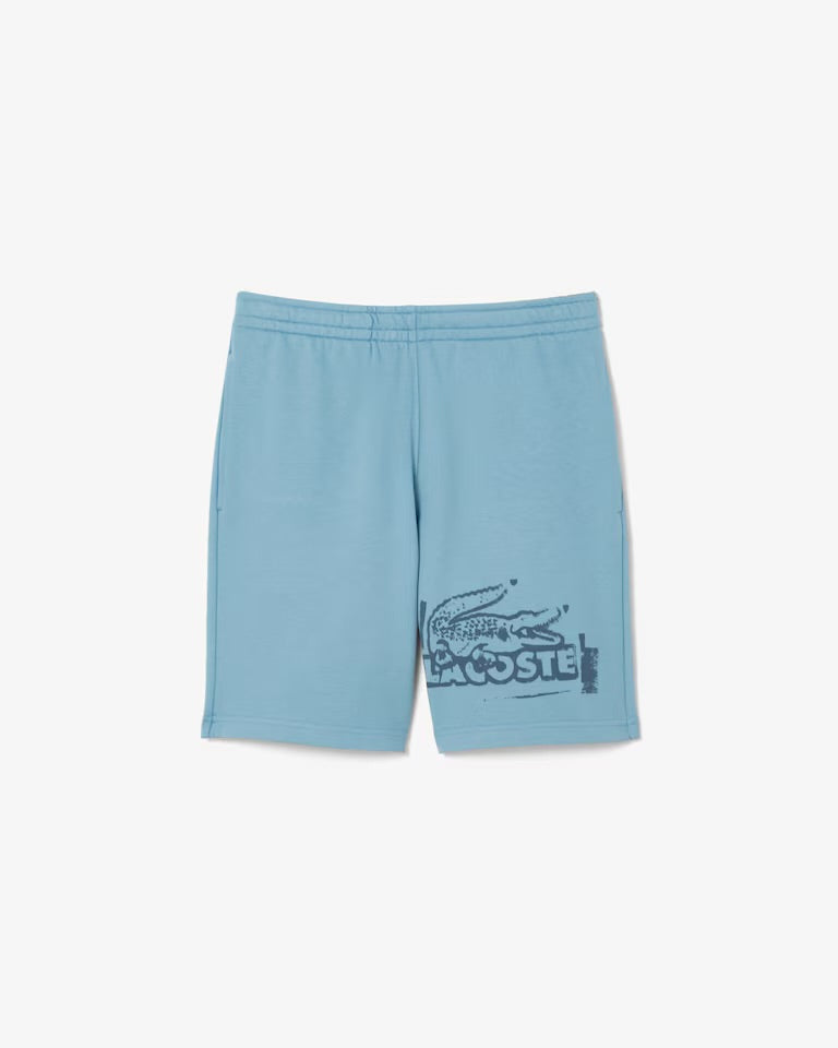 Lacoste Men's Graphic Print Cotton Fleece Shorts -Blue GH0286- 51 -CUN