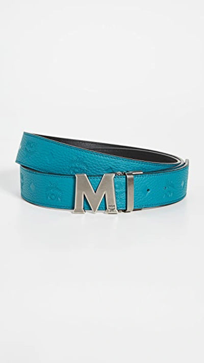 MCM (Teal claus Reversible Belt in Visetos)