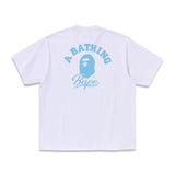 Bape Men's Cursive college logo relaxed fit tee White X Blue