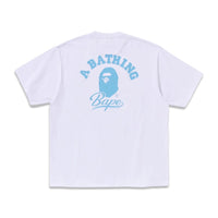 Bape Men's Cursive college logo relaxed fit tee White X Blue