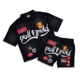 Kleep Y’all Invtd Crystal Stud Polo Short Set Black