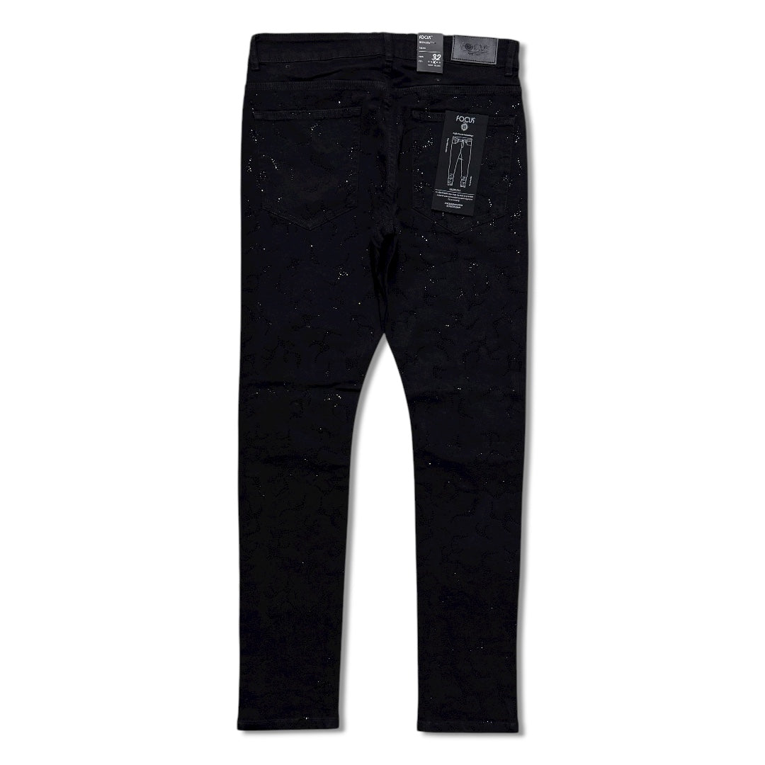 Focus Denim Men's Rhinestone Jeans - Black