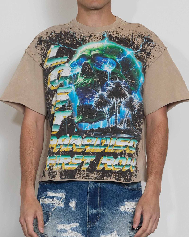 First Row Lost Paradise Cropped T-Shirt Tan