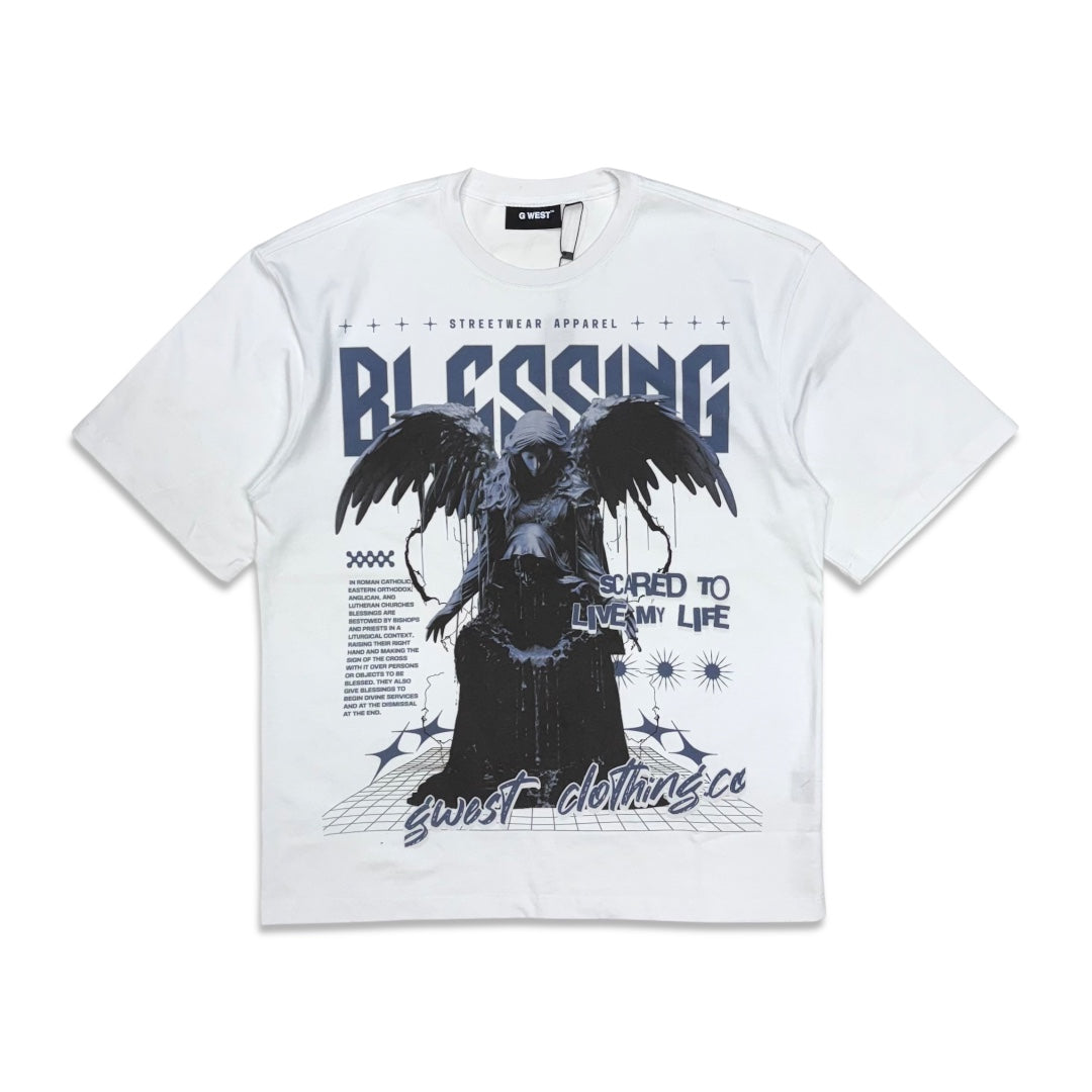 G west Men's Blessing graphic tee white/black/slate blue