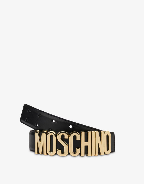 Moschino black/Gold belt in Leather with logo