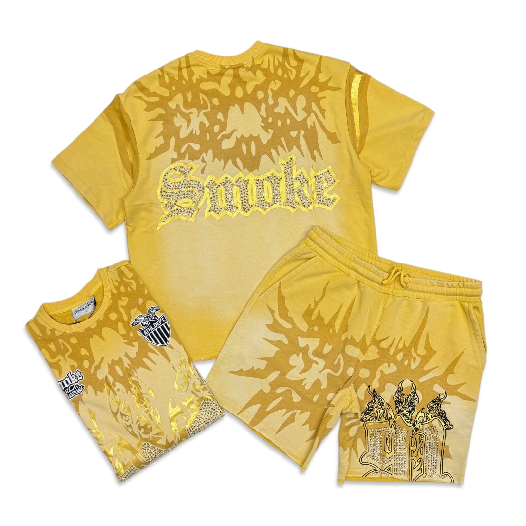 Smoke Rise Graphic short set Ochre