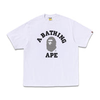 Bape Men's Sta Houndstooth College Relaxed Fit Tee White X Black