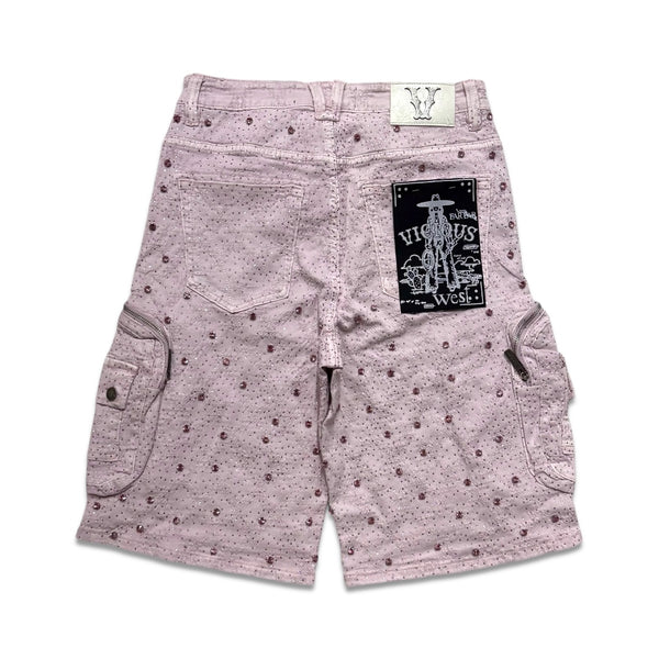 Vicious Denim Men's Embellished cargo shorts - Power pink