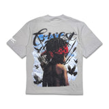 G west Men's Scarface Rhinestone Tee Grey Violet /Blue