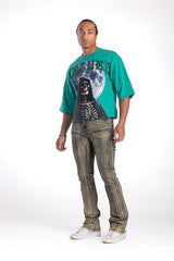 Kindred Men's Rhinestone Moon Cropped Tee – Green