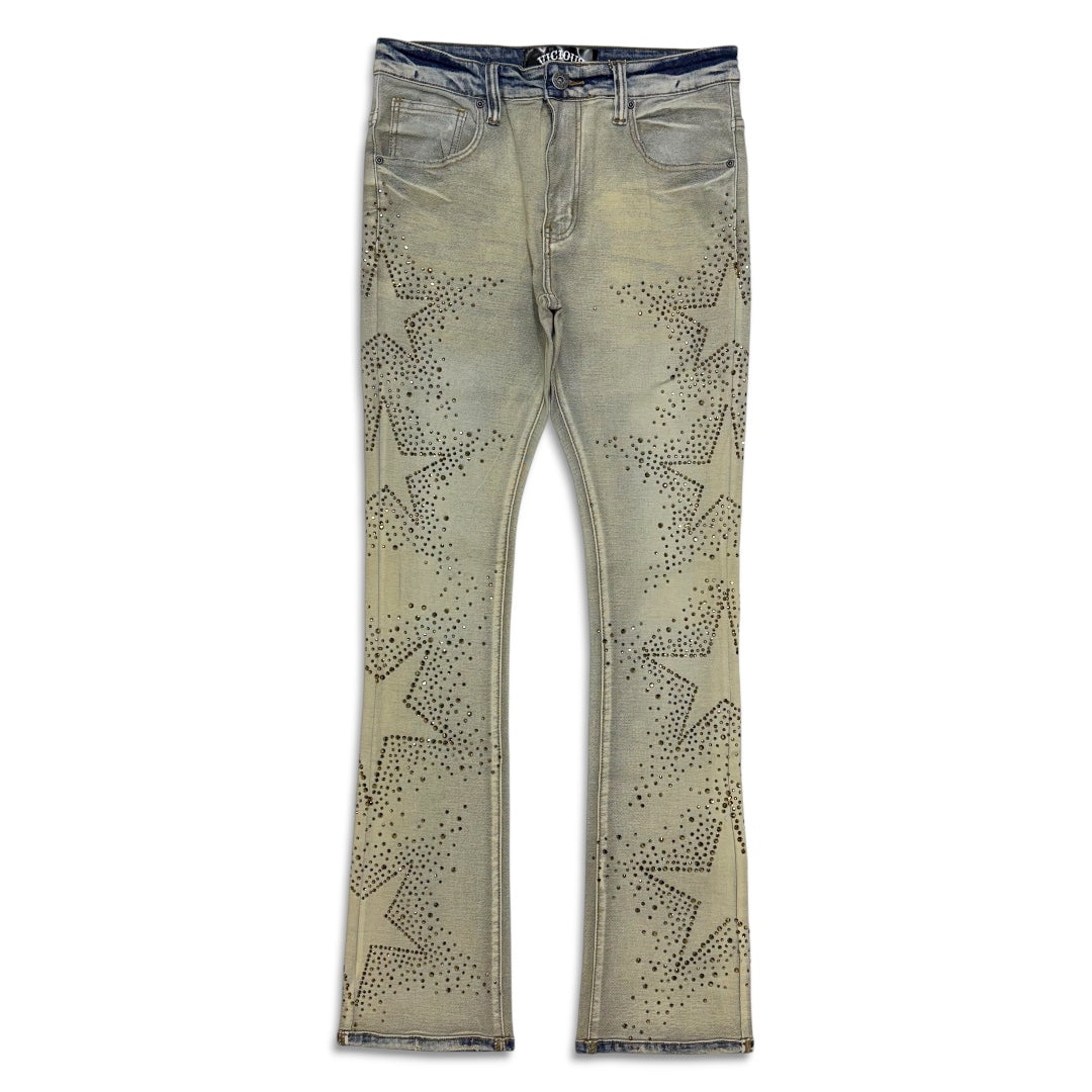 Vicious Denim Men's Star Stacked Embellished Jeans - Indigo