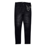 Kdnk Men's rhinestone skinny jeans black /grey wash
