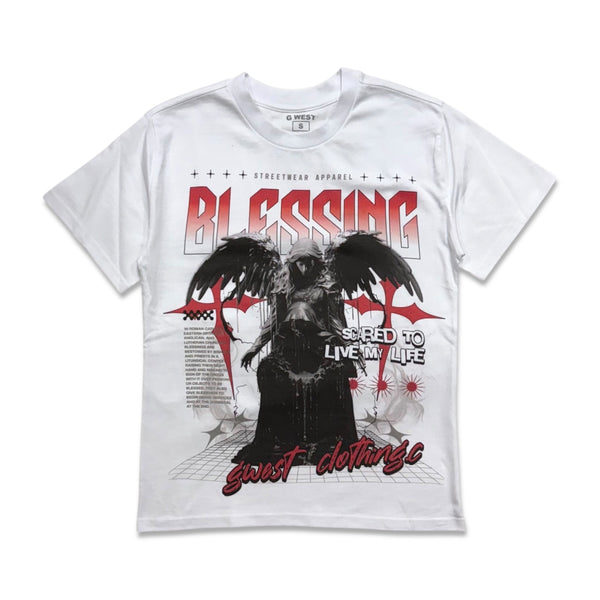 G West Blessing Graphic T-Shirt – White/Red