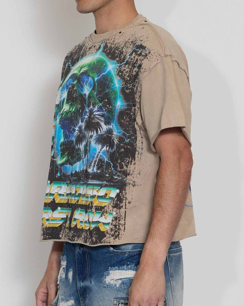 First Row Lost Paradise Cropped T-Shirt Tan
