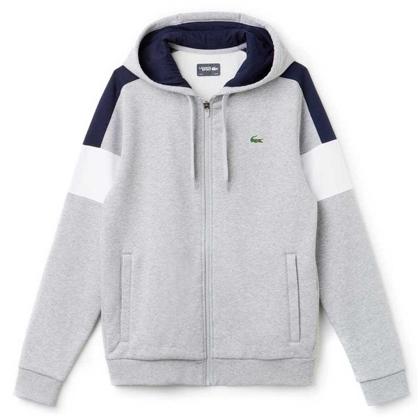 Lacoste (Men’s grey chine color block fleece hoodie)