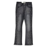 Reelistik Nyc Men's Diamond Studded stacked  jeans -Dark Grey (RST-6036-3)