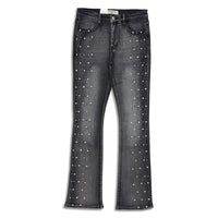 Reelistik Nyc Men's Diamond Studded stacked  jeans -Dark Grey (RST-6036-3)