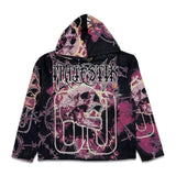 Majestik Men's Black Cyber Opera Rhinestone Tapestry Cropped Hoodie