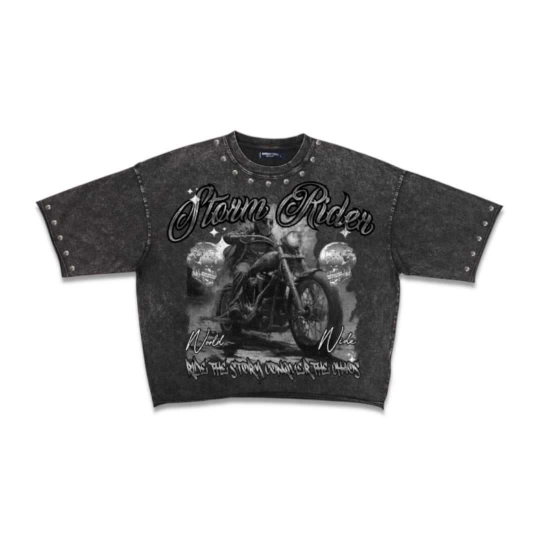 Roku Studio Storm rider cropped tee washed black