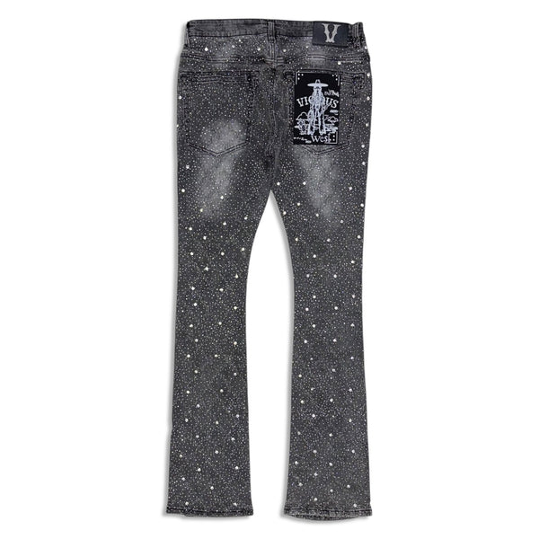 Vicious Denim Men's Stacked Embellished Jeans - Gray
