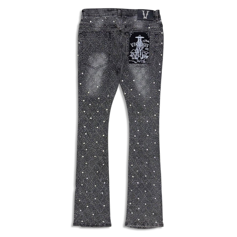 Vicious Denim Men's Stacked Embellished Jeans - Gray
