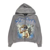 Mixed Emotion Rhinestone Hoodie Grey
