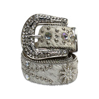 Dna premium Men's belt White furry/sliver