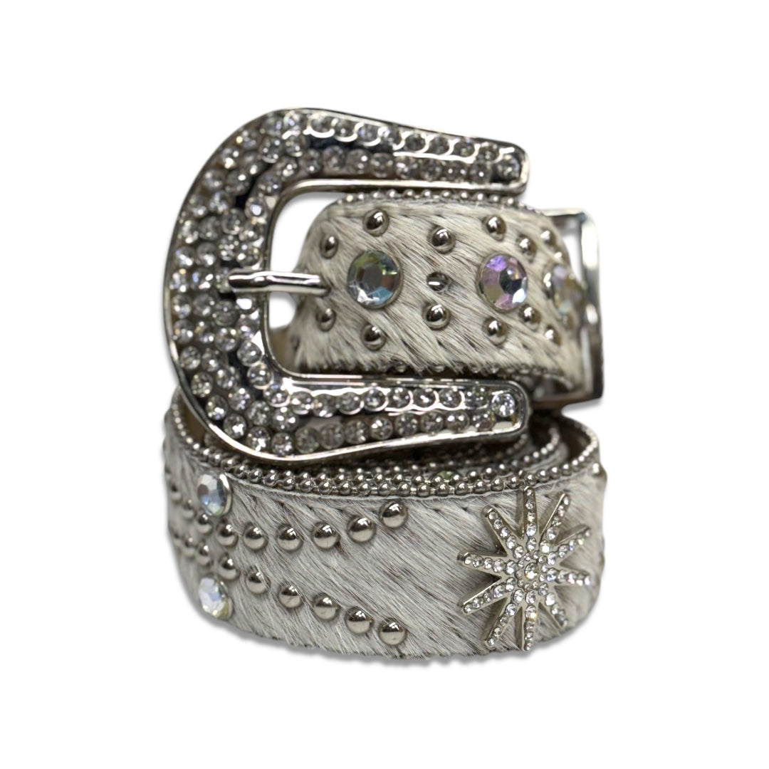 Dna premium Men's belt White furry/sliver