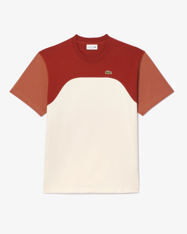 Lacoste Men’s Cotton Jersey Colorblock T-Shirt – Cream/Brown TH9551-51-HBI