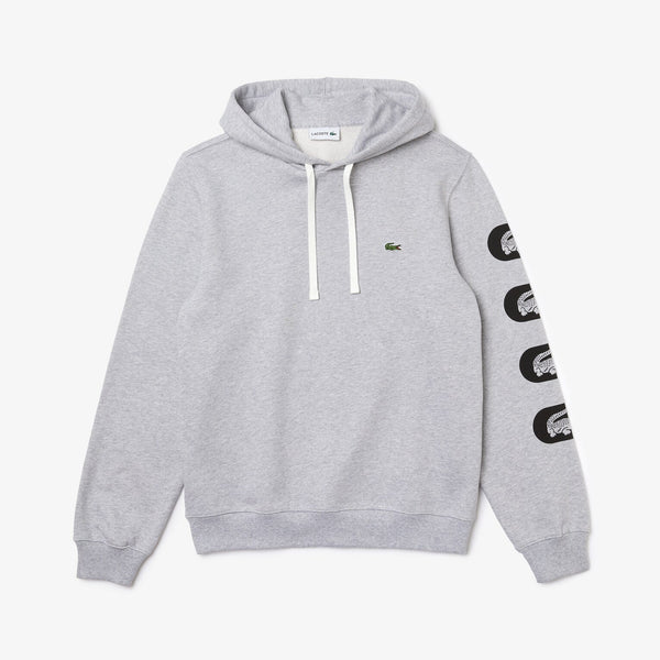 Lacoste (Men’s grey print sleeve fleece hoodie)