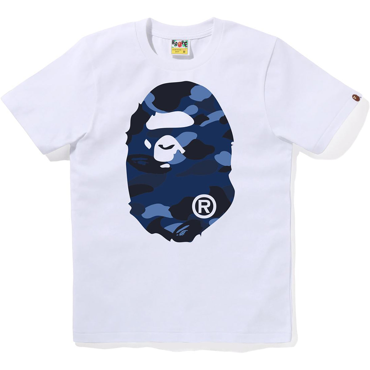 Bape Men’s Color Camo Big Ape Head Tee White x Blue