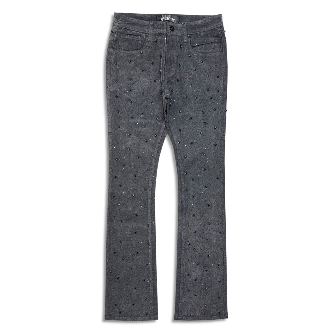 Vicious Denim Men's SnakeSkin Stacked Embellished Jeans - Grey – VIP ...
