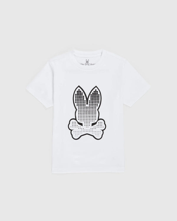 Psycho bunny (kids white strype grahpic t-shirt)