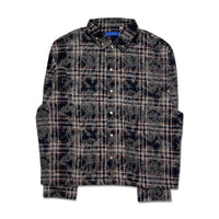 Rebel Denim Cropped Rhinestone Flannel Navy