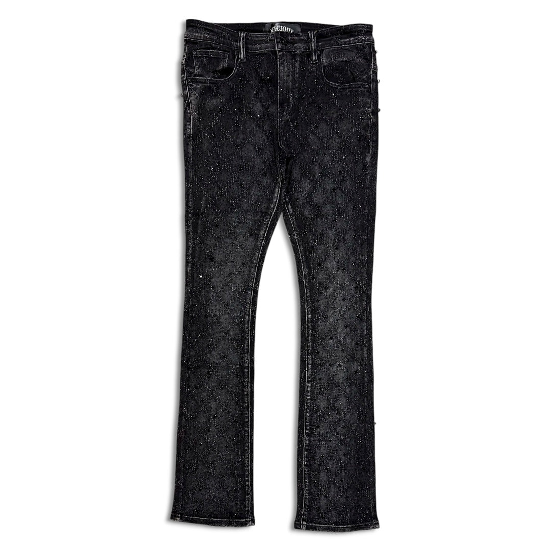 Vicious Denim Men's Stacked Embellished Jeans - Black Wash