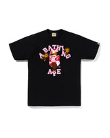 Bape Abc Camo College Milo Tee Black X Pink