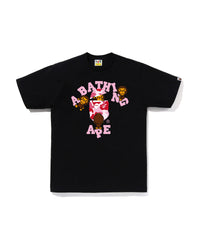 Bape Abc Camo College Milo Tee Black X Pink