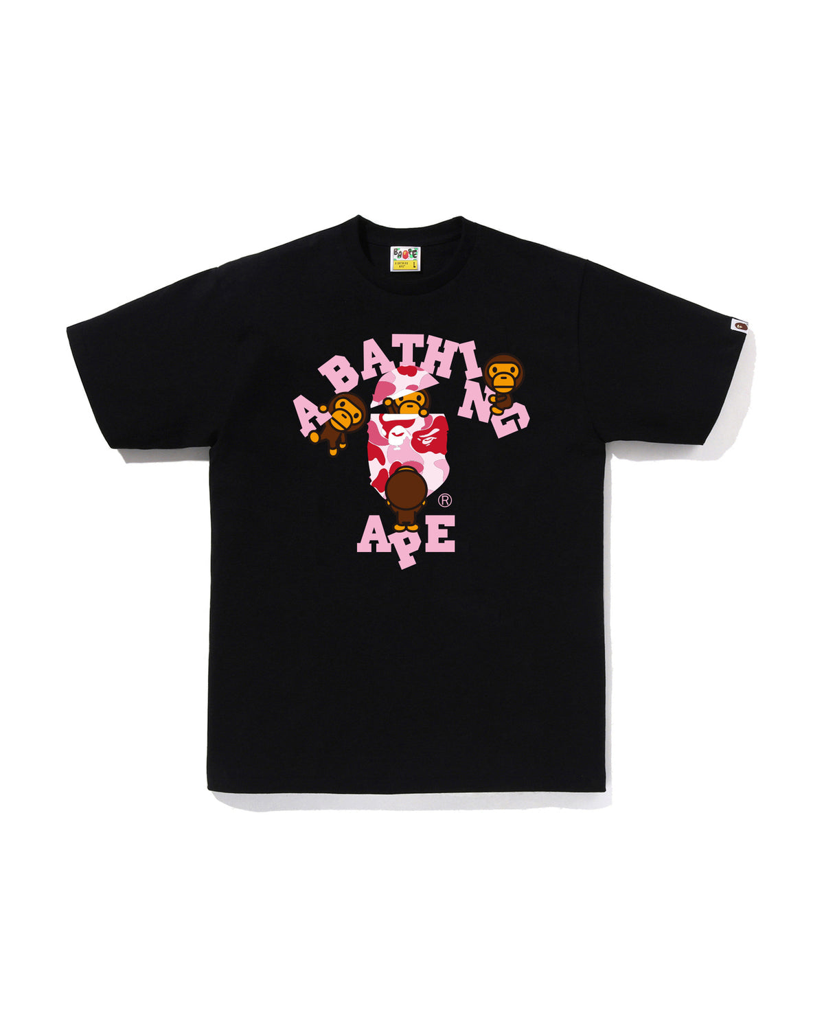 Bape Abc Camo College Milo Tee Black X Pink