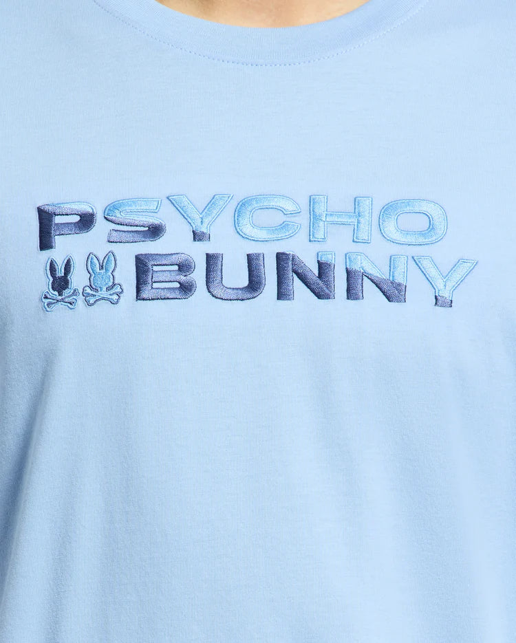 Psycho Bunny Berni Embroidered Wordmark T-Shirt – Serenity Blue