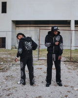 Mixed Emotion Eclipse Rhinestone Jogger set Black