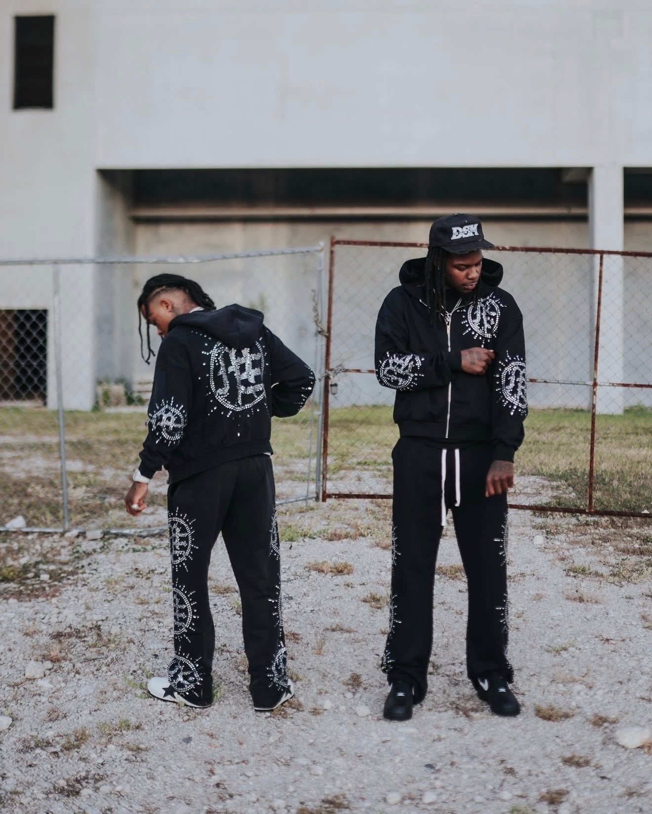 Mixed Emotion Eclipse Rhinestone Jogger set Black