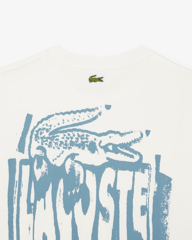 Lacoste Men's Cotton Jersey Graphic T-Shirt - White/Blue TH0288-51-CPI