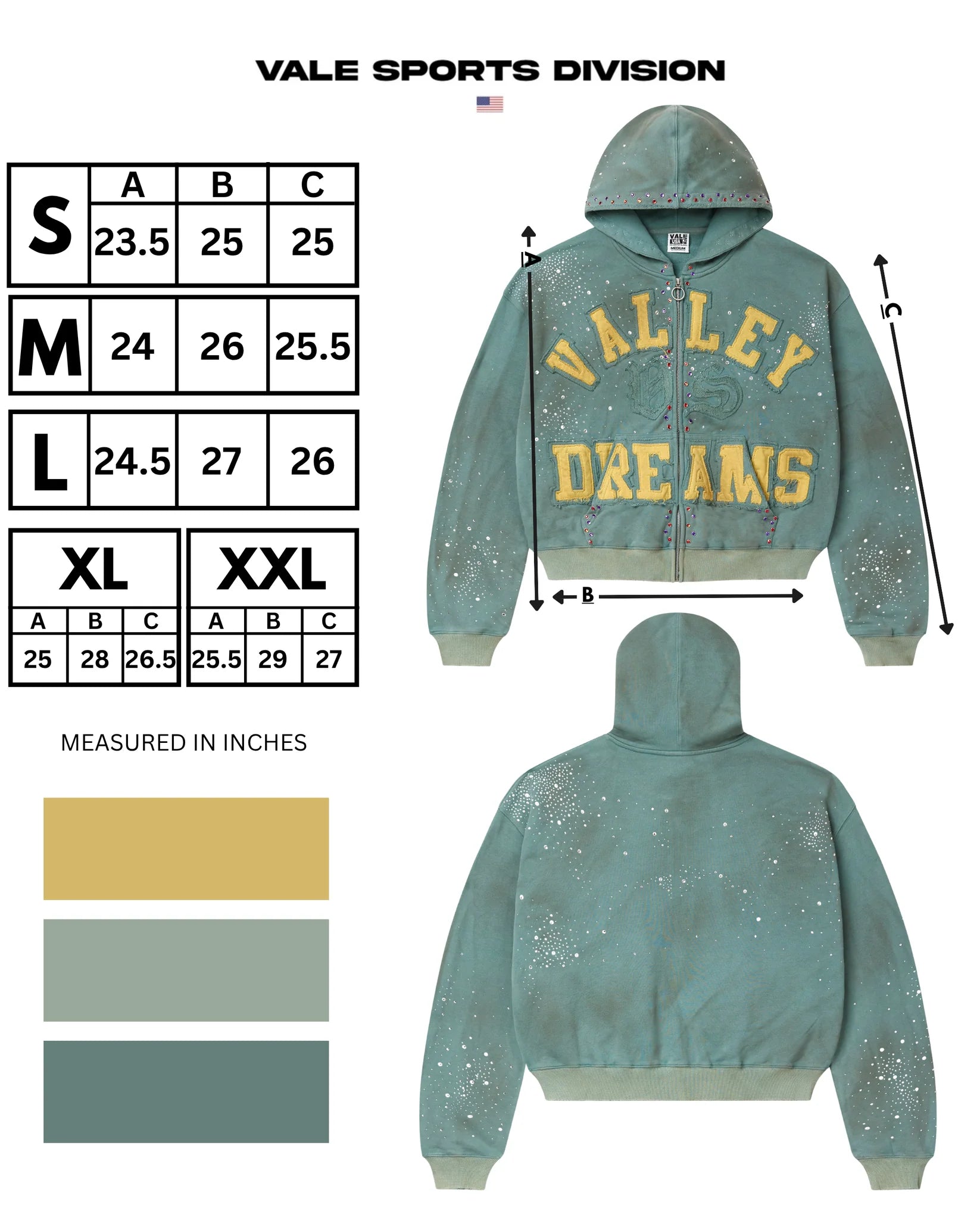 Vale Forever Bank Zip Up Hoodie Green