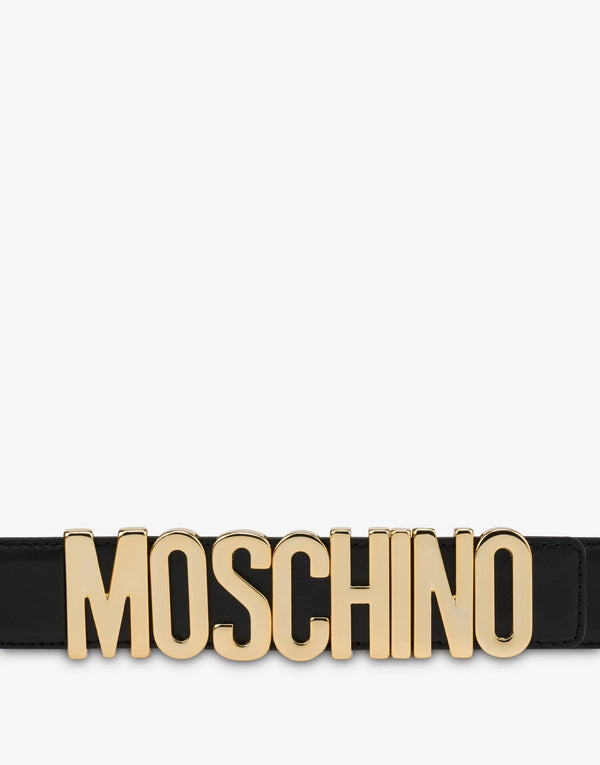 Moschino black/Gold belt in Leather with logo