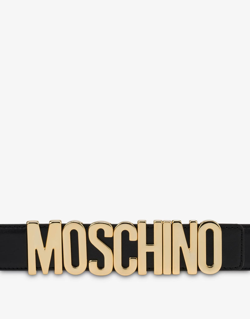 Moschino black/Gold belt in Leather with logo