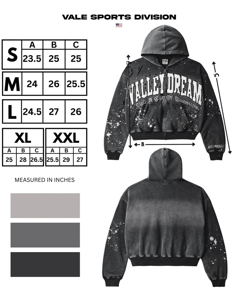 Vale Forever Paint Zip Up Hoodie Black