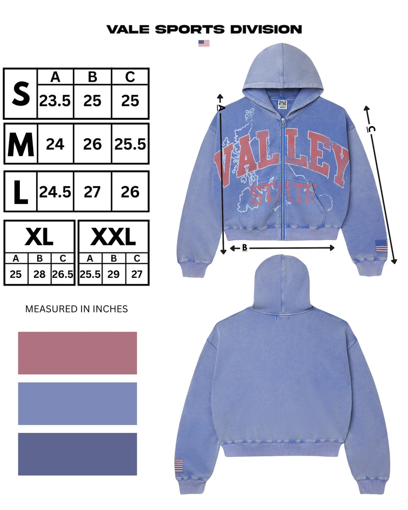 Vale Forever Blue Alumni Zip Up Hoodie
