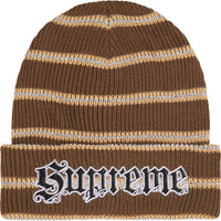 Supreme Metallic Stripe Beanie Brown