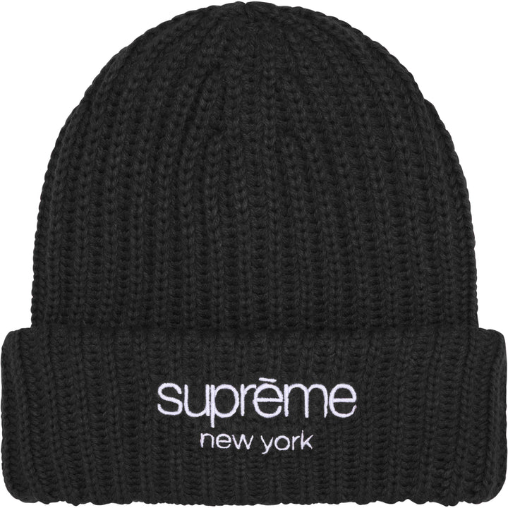 Supreme Chunky Rib Classic Logo Beanie Black