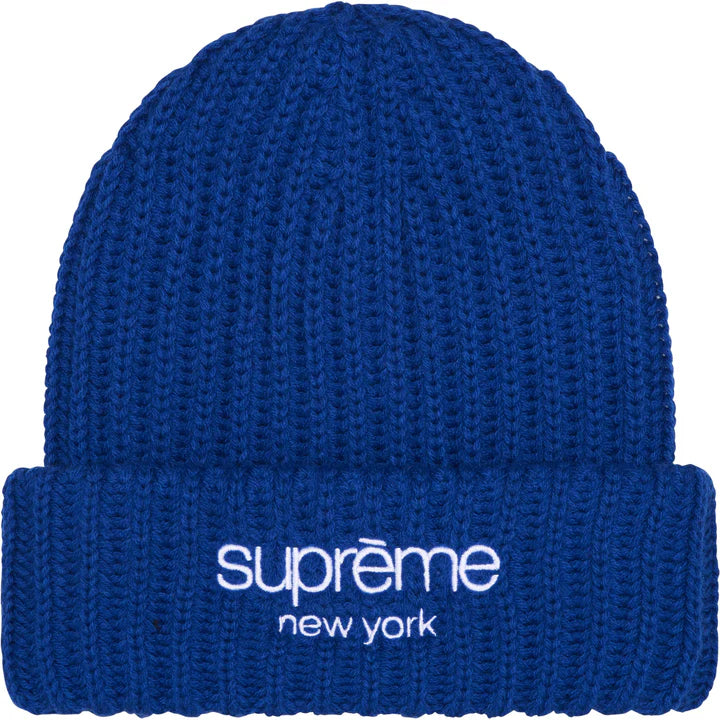 Supreme Chunky Rib Classic Logo Beanie Royal Blue
